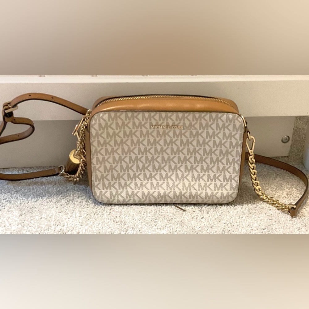 Michael Kors Brown and Cream Crossbody Bag